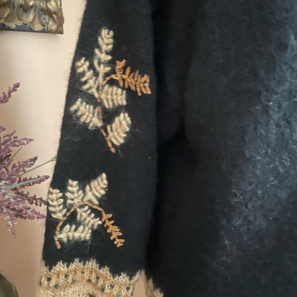 Vintage Susan Bristol Mohair & Satin Lined Embroidered Cardigan Tunic Sweater XL - Picture 8 of 8